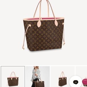 ❤ Authentic LV Neverfull MM Peony Interior Monogram
